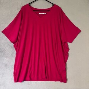 Susan Graver 2X Oversized Liquid Knit Top Dark Pink Solid Womens Plus
